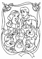 A coloring page of snow white